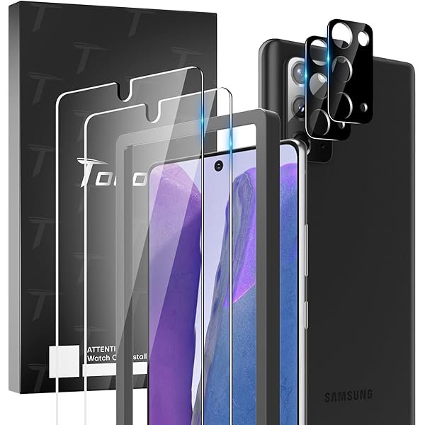 wonima44 4 Pack fit for Samsung Galaxy Note 20 5G (Not for Ultra)- 2 Pack Tempered Glass Screen Protector and 2 Pack Tempered Glass Camera Lens Protector Bubble Free Case Friendly 9H Hardness