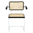 thumbnail image 5 of Breuer Chair Company Marcel Breuer B64 Cesca Cane Cantilever Armchair Arm Chair w/ White Steel Frame Black Wood & Natural Cane (Made in Italy) by Furnish Theory, 5 of 16