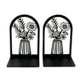thumbnail image 2 of Bookshelf Book Ends Hollow Flower Carved Pattern Vase Bookends L-Shaped Design Anti-Slip Book Holder, 2 of 8