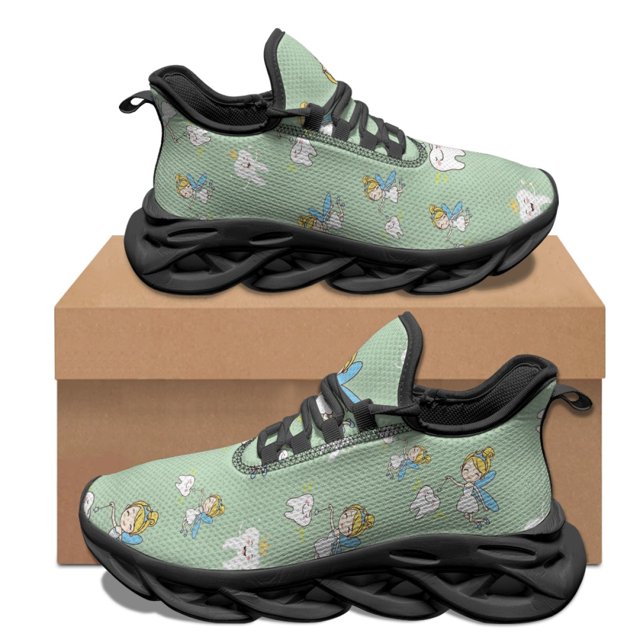 Zapatillas deportivas de lujo para mujer, de diseño con diseño de hada dental de dibujos animados, antideslizantes, ligeras, planas, para caminar, para viajar y trabajar, informales, nuevas.