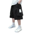 thumbnail image 2 of NAISIBABY Boys's Cargo Shorts, Elastic Waist Cotton Fashion Baggy Fit Summer Causal Bermuda Shorts Black 15T, 2 of 7