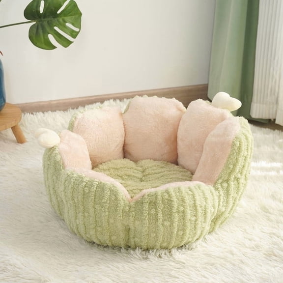 Fairela Reversible Plush Cat Bed Green Cactus