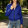 thumbnail image 6 of Admvng Women's Stand Collar Full Zip Cropped Windbreaker Jacket Pocket Lightweight Casual Outerwear, 6 of 9
