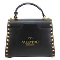 thumbnail image 3 of Pre-Owned Valentino Garavani Rockstud Alcove Small Grainy Calfskin Leather Top Handle Shoulder Bag Black, 3 of 11
