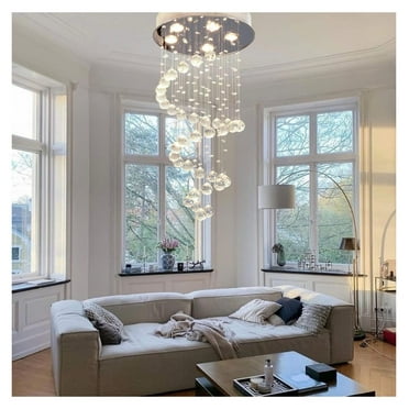 XylehR 5 Lights Ceiling Light, Modern Flush Mount Chandelier Light Fixture, Spiral Crystal Ceiling Lamp for Living Room, Bedroom, Dining Room, Kitchen Island, Hallway, Stairway, Chrome