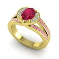 thumbnail image 2 of 2.35 Carat Beautiful Oval Cut Red Ruby & Pink Sapphire Gemstone Bridal Ring for Women Solid 18K Yellow Gold Size 3 by Diamond-Capitals, 2 of 8
