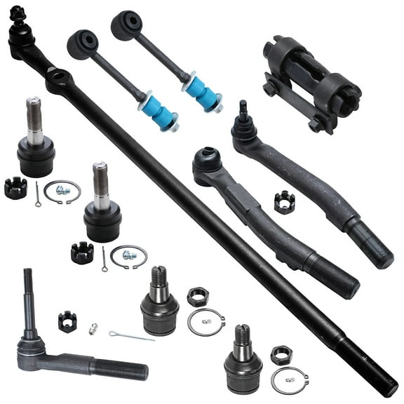 Detroit Axle - Front 11pc Suspension Kit 4WD 2005 2006 2007 Ford F-250 F-350 Super Duty, Ball Joints Sway Bars Outer Tie Rods Drag Links Adjusting Sleeve Replacement