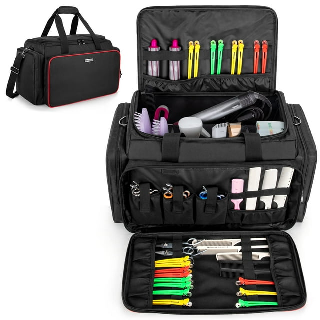 Bolsa de peluquería Barber Case BAFASO de gran capacidad, color negro