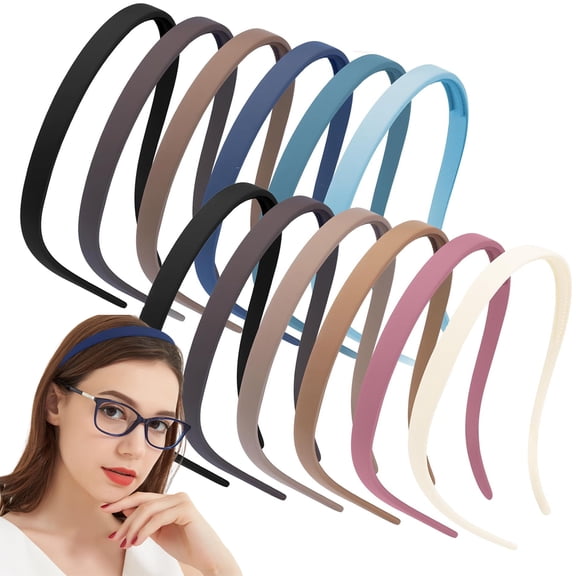 Square 12Pcs Non - Slip Headbands for Glasses Wearers-Comfortable No-Pressure Hairbands with Teeth, Soft Square Sunglasses Headbands for Women & Girls (Multicolor)