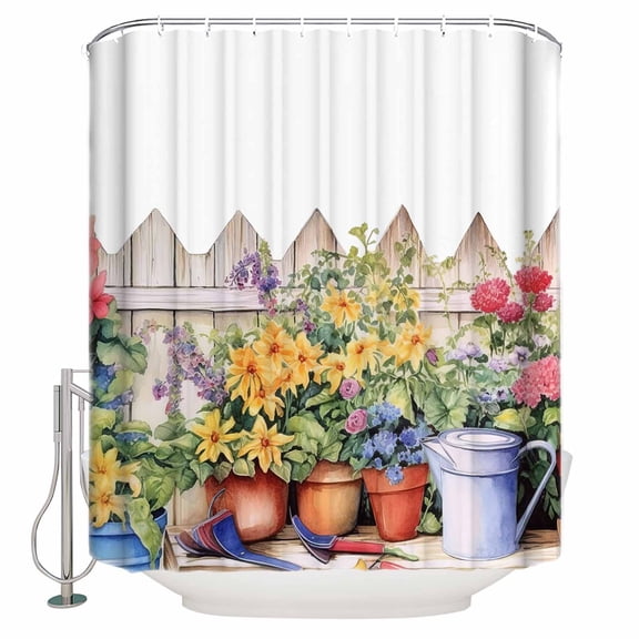 Small Stall Shower Curtain 36x72 Inch Narrow Half Size Colorful Spring Floral Bath Curtains Bathroom Decor Summer Flowers Botanical Waterproof Fabric Shower Curtain Set with Hooks 36 Inch