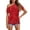 Red, variant on Women One Shoulder Lace Blouse Short Sleeve Off Shoulder Top Loose Fit Patchwork Elegant Solid Color Summer Shirt