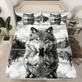 thumbnail image 2 of Homewish Jungle Wolf Wildlife Twin Sheet Sets, Farmhouse Lake Twin Fitted Sheet, 3pcs, 2 of 7