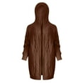 thumbnail image 4 of Arlun Womens Hooded Open Front Cardigan Long Sleeve Loose Cable Knit Sweaters Solid Color Long Sweater Coats 2025 Autumn Winter Fashion Clothes Brown XL, 4 of 4