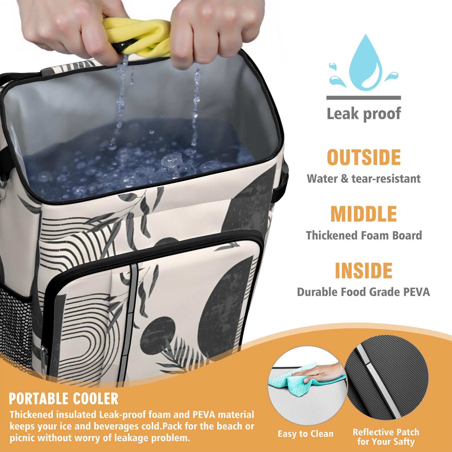 Travel Cooler Bag - Boho Bohemian Art Camping Beer Cooler Backpack with Bottle Opener- Waterproof Insulated Picnic Backpacks - Cooler Bag for Beach