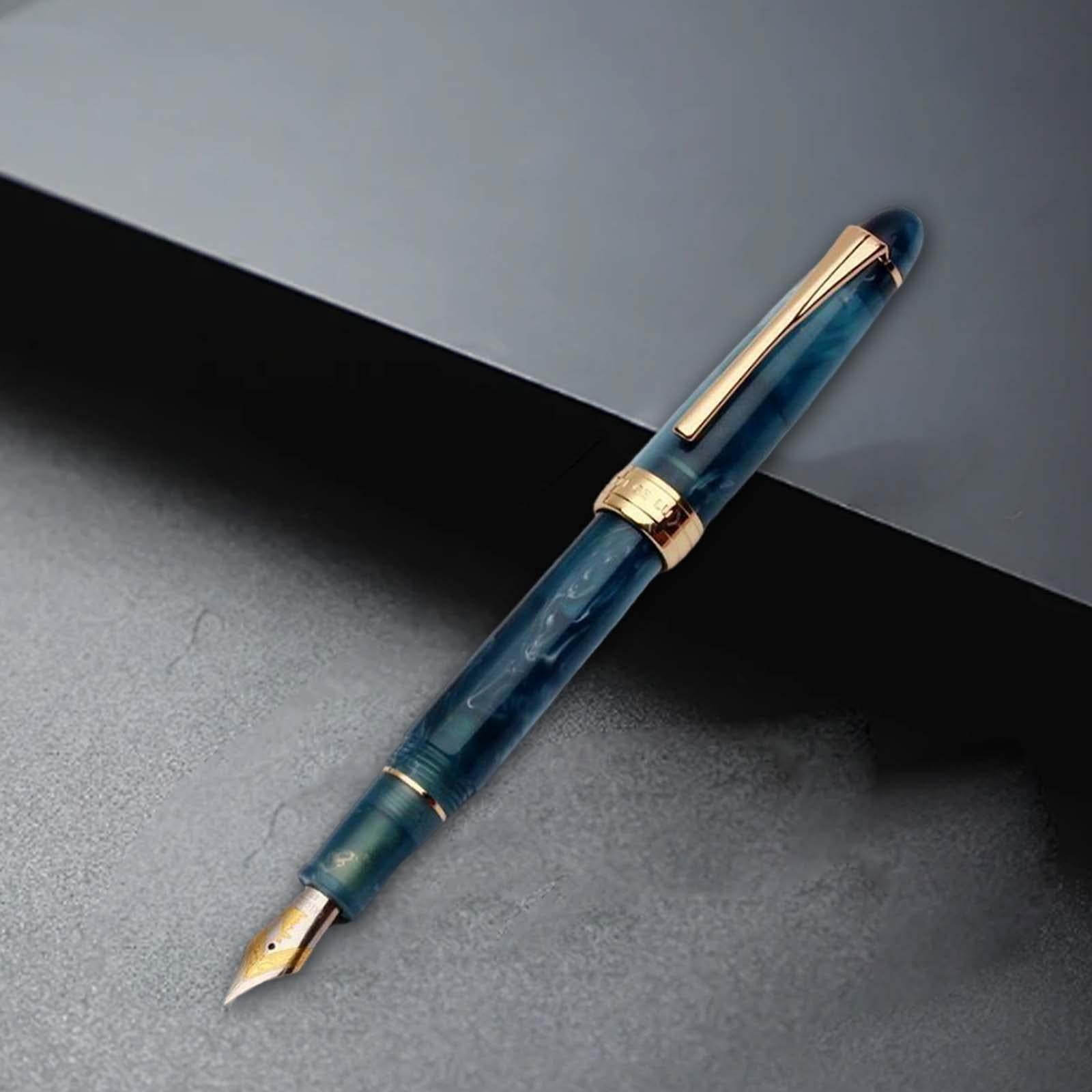 LeeQinersw Piston Fountain Pen Piston Filling Pen Ef0.5mm Smooth Large Ink Capacity Writing dark blue