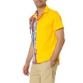 thumbnail image 4 of MODA NOVA Big & Tall Men's Color Block Short Sleeve Button Striped Shirts Yellow 3XLT, 4 of 5
