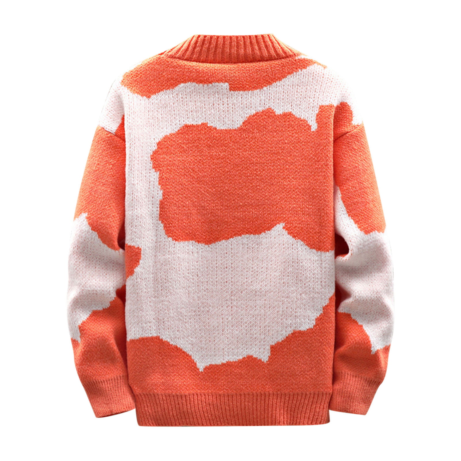 Orange Sweater Cardigan 3XL XFLWAM Men\'s V Print Wool Cashmere Knit Sweater Cardigan Blend Button Neck Down