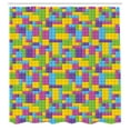 thumbnail image 3 of Ambesonne Cartoon Shower Curtain, Funny Blocks Cube Pattern, 69"Wx75"L, Purple Green and Blue, 3 of 5