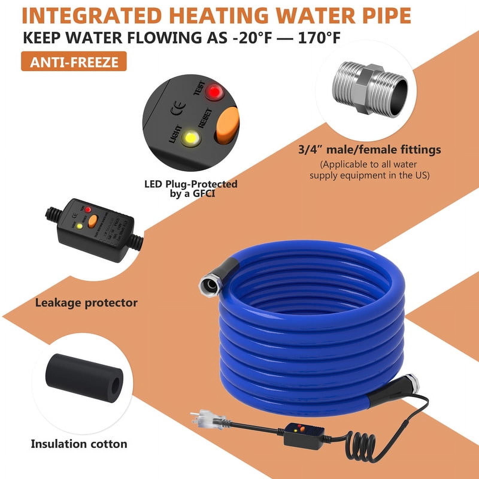 75FT Heated Water Hose for RV, Heated Drinking Water Hose with Lead and BPA Free