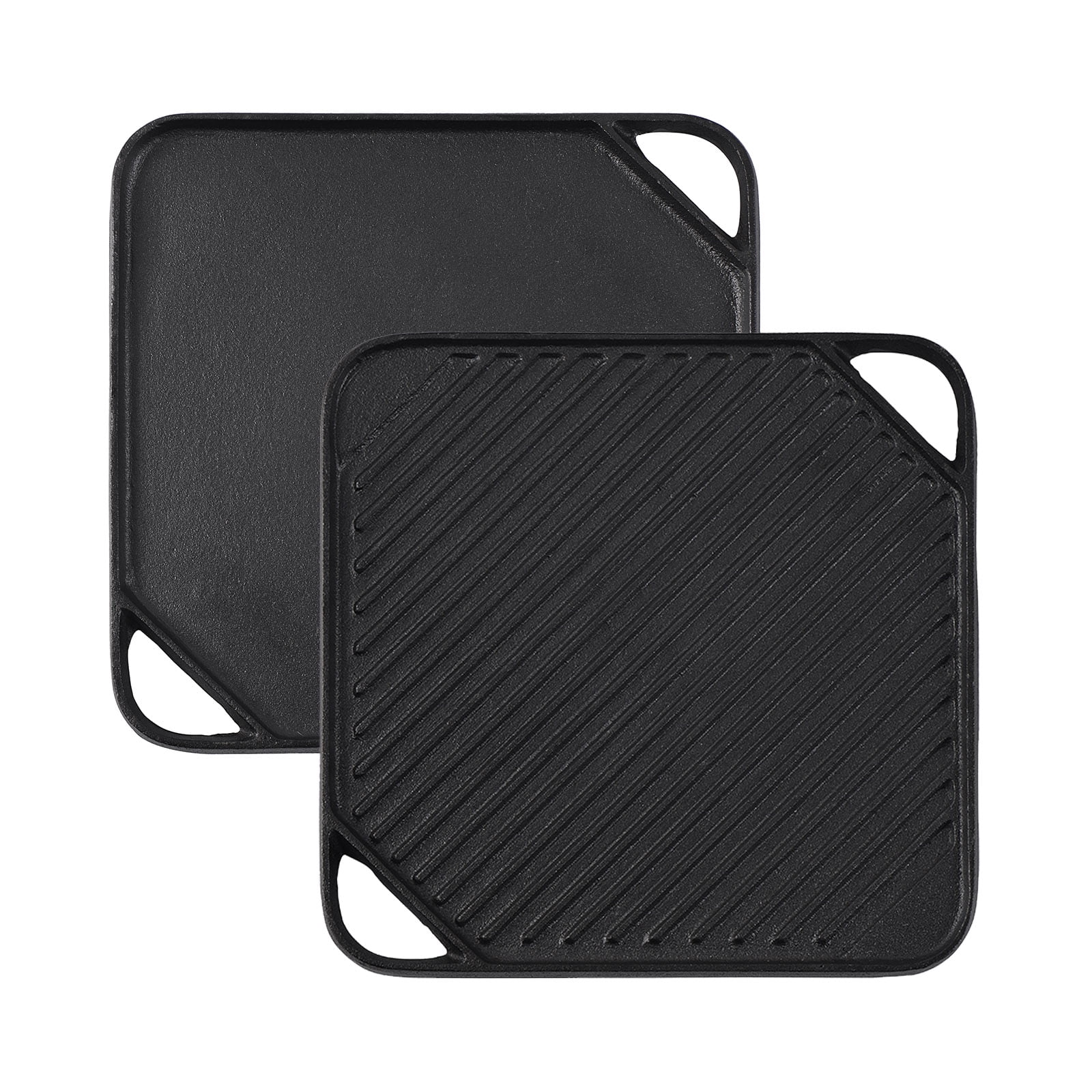 Cast Iron Reversible Grill, Square Pre-seasoned Griddle, 10.4'