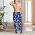 thumbnail image 6 of Lsque Skull blue crystal flower Print Men's Pajama Pants, Lounge Pant - Comfortable Home Wear,Elastic Waistband, Stylish Design-Large, 6 of 9