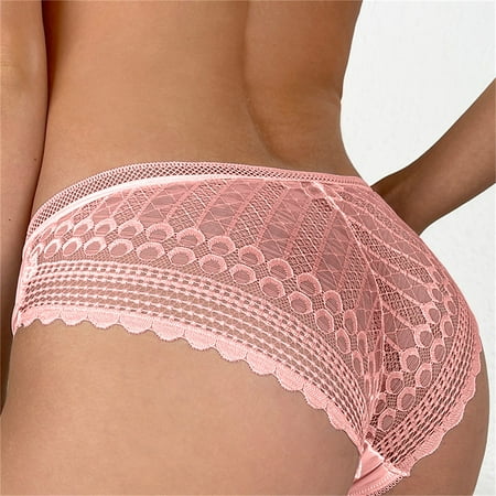 Alitao Womens Underwear Thermal Underwear Plus Size Underwear Women s Low Waist Mesh Briefs Solid Color Cotton Crotch Underwear Panties Panties for Women Clearance Pink S