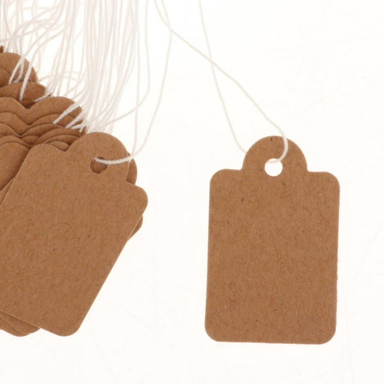H&S Kraft Paper Blank Tags for Christmas Gifts - 120pcs Multi-function Brown Paper Tag with String Attached for Weddings - Heart Shape Cut Gift Tags
