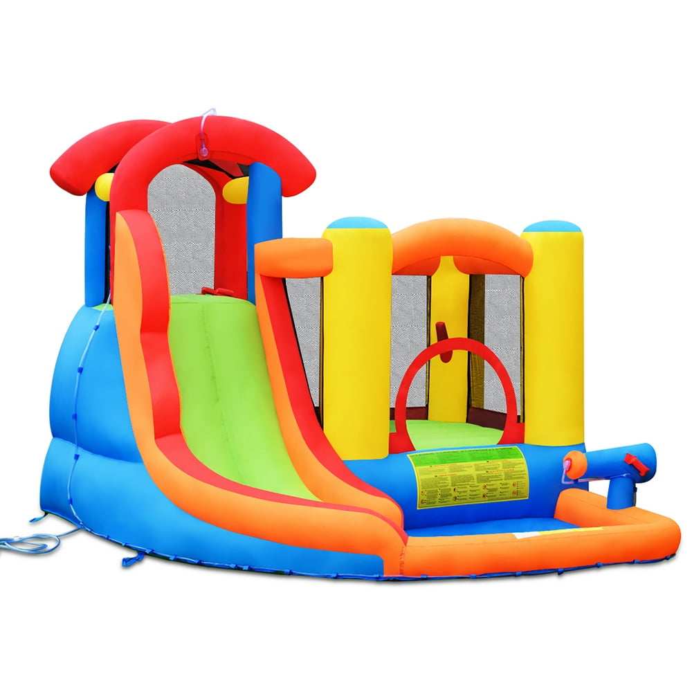 Costway Inflatable Bounce House Water Slide w/ Climbing Wall Splash ...