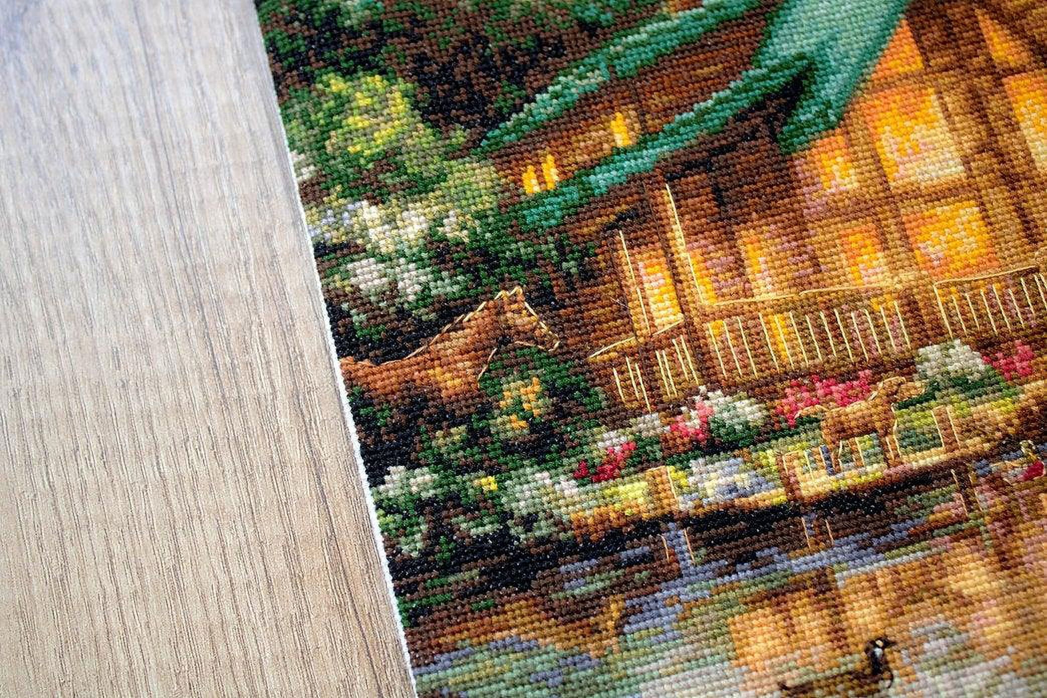 Counted Cross-Stitch Kit By Letistitch Seize the Day Canvas Cotton Needlework Brown Red Water Tree