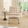 thumbnail image 6 of CQSXDA Patio Lounge Chair with Foot Stool and Cushion, Steel Frame, Indoor Outdoor Use, Beige, 6 of 12