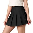 thumbnail image 2 of Made by Johnny Women's Plaid High Waist School Uniform Pleated Skater Tennis Skirt L BLACK, 2 of 5
