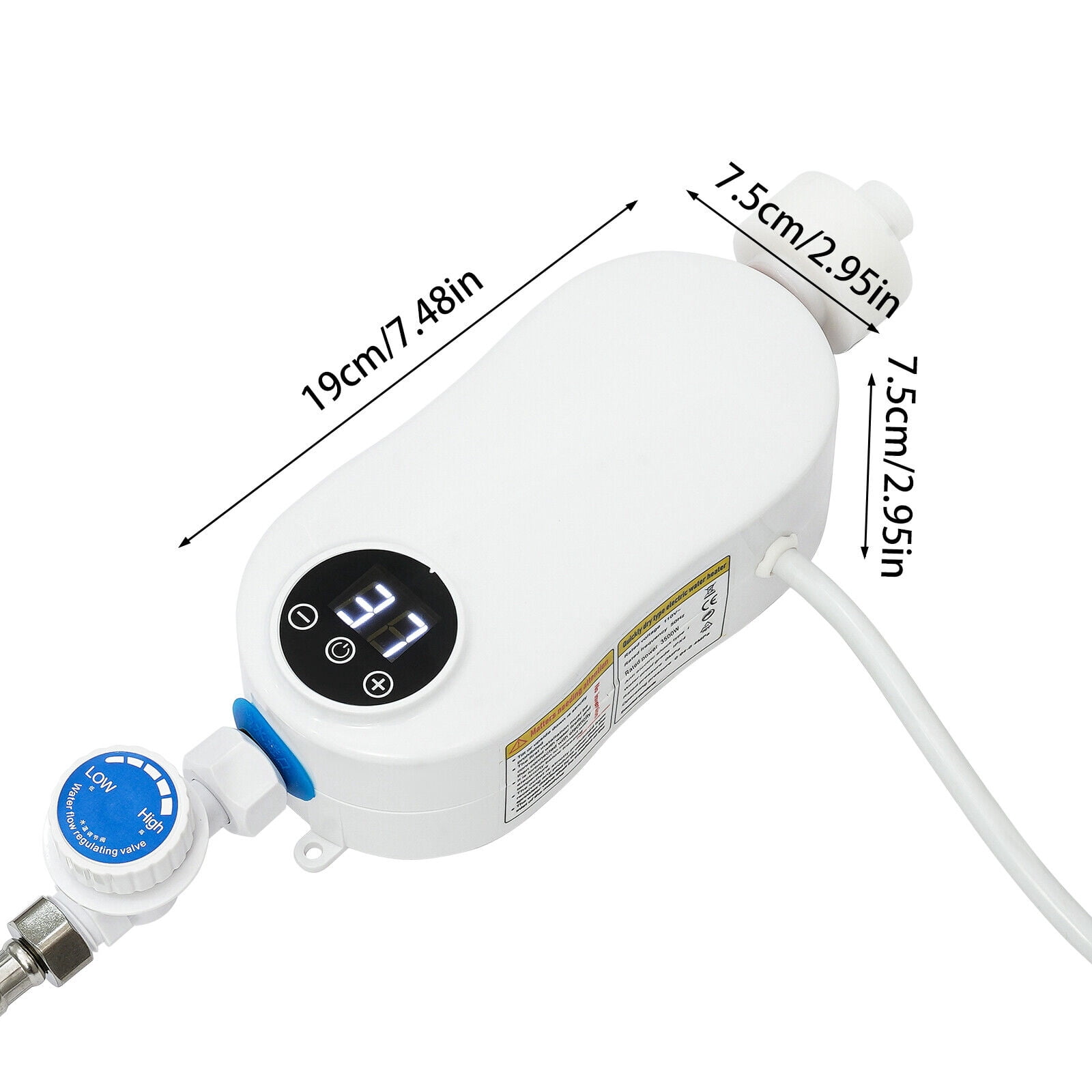 Miumaeov 110V 3500W Mini Electric Tankless Instant Hot Water Heater with Shower Head for Home Kitchen Bathroom White