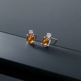 thumbnail image 4 of Gem Stone King 14k White Gold Orange Red Madeira Citrine and White Diamond Earrings for Women (2.33Cttw, GemstoneNovember Birthstone, Oval 8X6MM, Round 2.5MM), 4 of 5