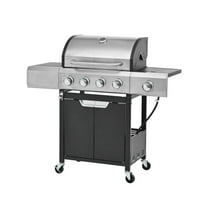 Resenkos 4-Burner Propane Grill, Stainless Steel Gas Barbecue with Side Burner and Included Cover