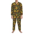thumbnail image 3 of Naloa Fall Daisy Leaf Nuts Men’s Pajamas Set - Long Sleeve Button Down Sleep Shirt and Pajama Bottoms Sleepwear Set-X-Large, 3 of 7