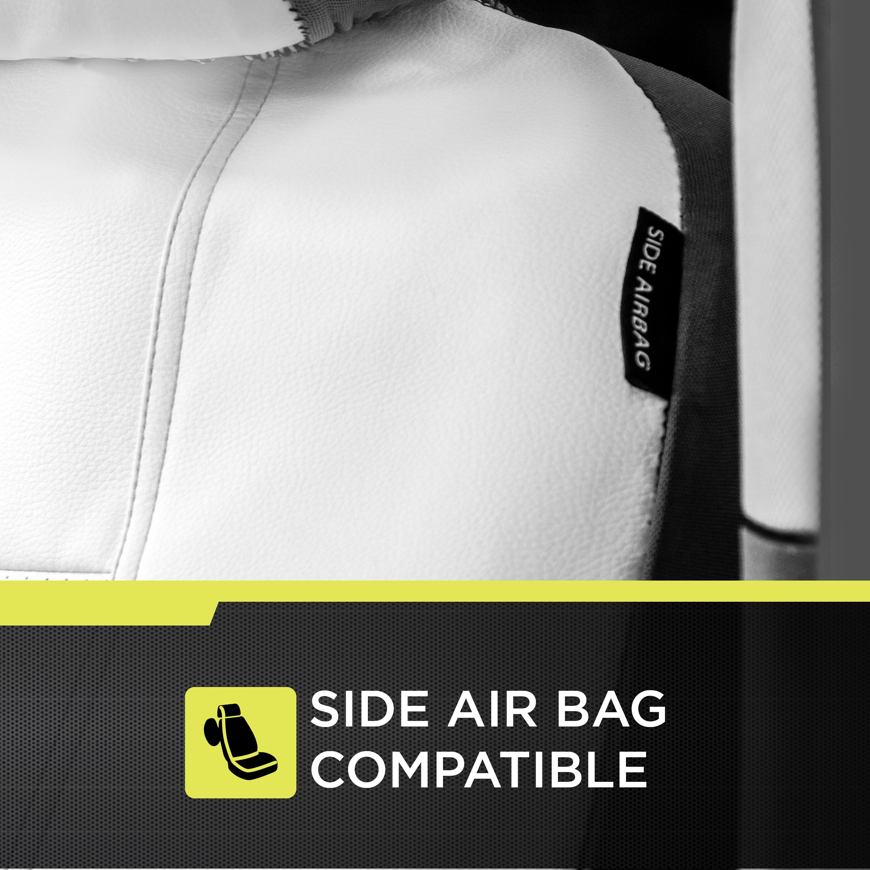 Auto Drive Faux Leather Seat Cover, 2-Piece, White