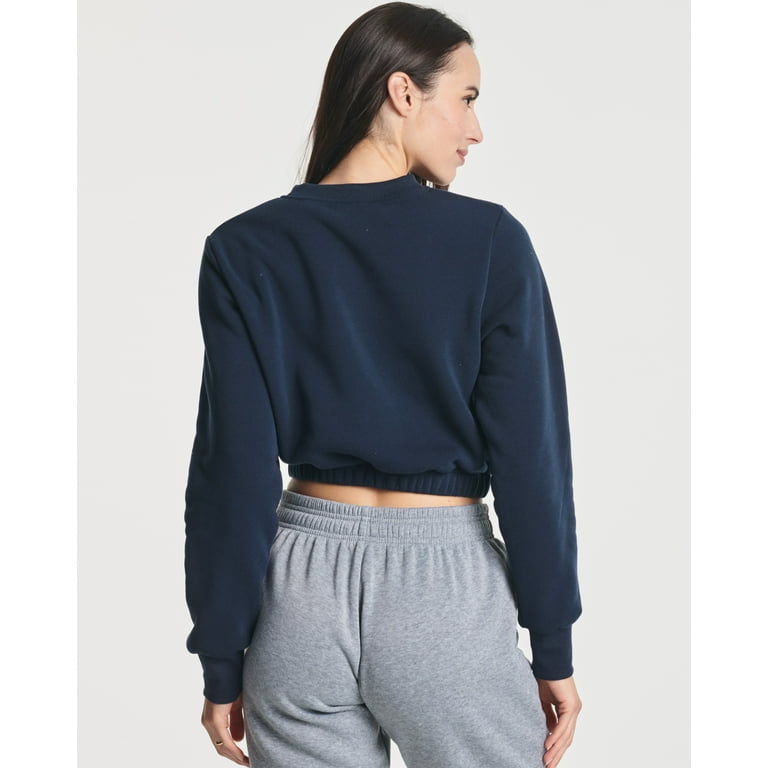 Women's Fleece Cropped Sweatshirt 3-Pack - Long Sleeve Crewneck Crop Tops, Comfortable & Warm (Plus Sizes Available)