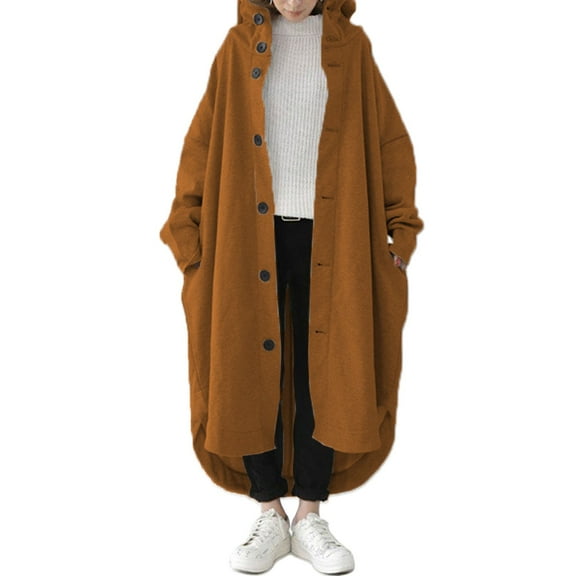 Hessimy Womens Utility Anorak Jacket Lightweight Hooded Zip Up Style Coat with Snap Buttons Chest and Hand Pockets(Coffee,XL)