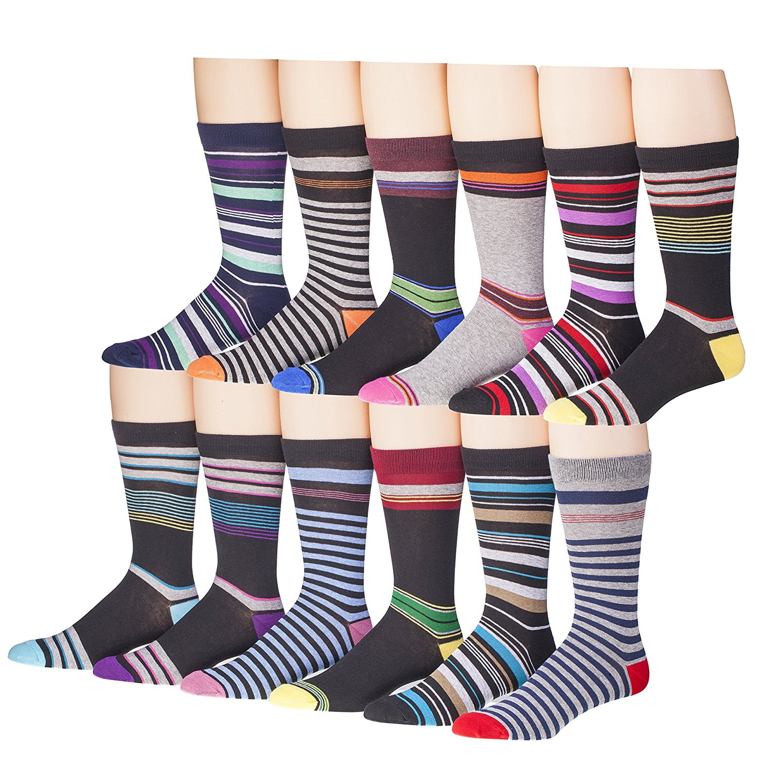 Men's Pattern Dress Socks Cotton Blend Colorful 12 Designes Size 1013