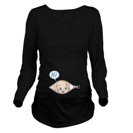

Women Maternity T-Shirts Baby in Pocket Printed T-Shirt Top Tee T-shirt Pregnancy Clothes Tshirts Tee Top Female Dailywear