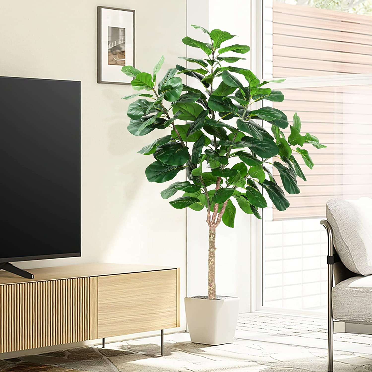 Nearly Natural 5.6FT Fiddle Leaf Fig Artificial Tree for Home Decor Indoor, 67 Inch Tall
