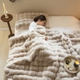 thumbnail image 3 of Imitation Rabbit Blanket Bubble Velvet Blanket Double-sided Thickened Office Nap Blanket Sofa Cover Blanket, 3 of 6