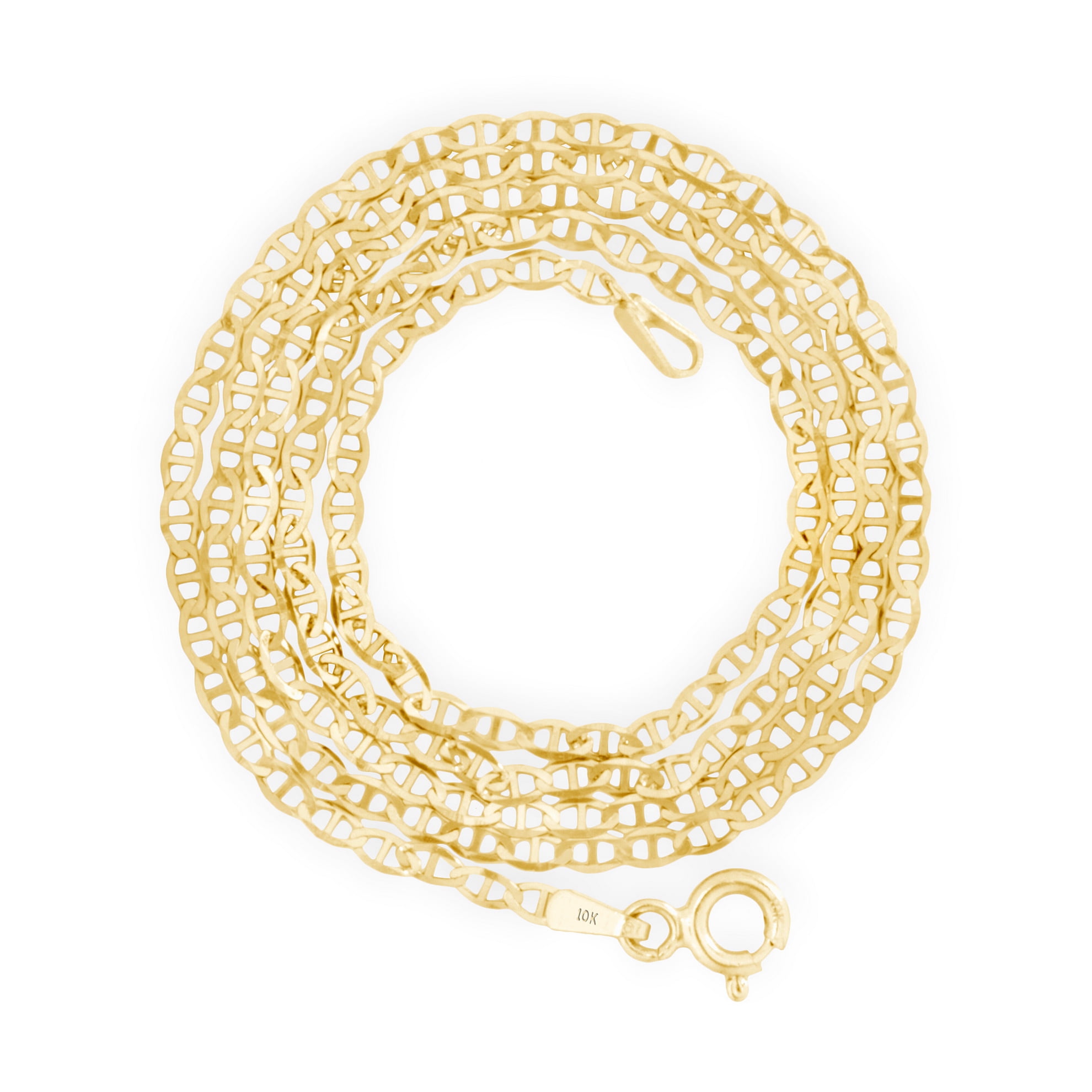 Nuragold 10k Real Yellow Gold Solid Mariner 2mm Chain Anchor Link Necklace (16"-26") Dainty Italian Jewelry for Men & Women