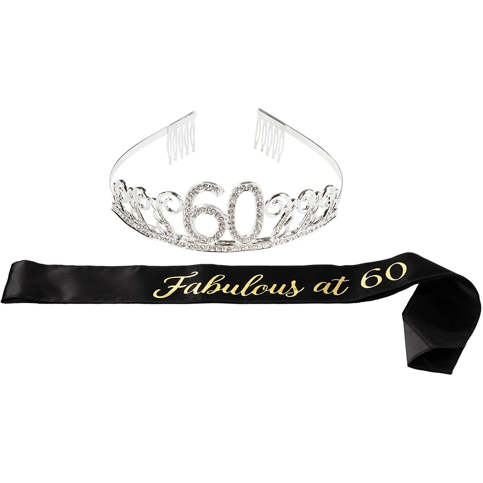 Dgasin 60th Birthday Tiara and Sash Happy 60th Birthday Party Supplies 60 Fabulous Black Glitter Satin Sash and Crystal Tiara Princess Birthday Crown for Women 60th Birthday Party Decorations Dgasin 60th Birthday Tiara and Sash Happy 60th Birthday Party Supplies 60 Fabulous Black Glitter Satin Sash and Crystal Tiara Princess Birthday Crown for Women 60th Birthday Party Decorations