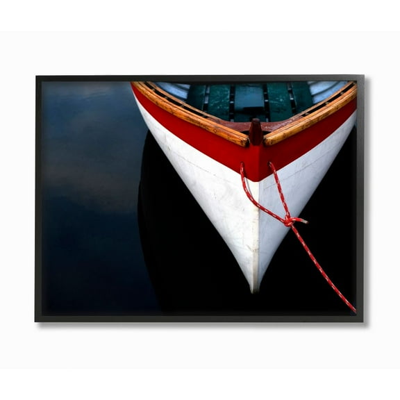 The Stupell Home Decor Collection Bow of a White Wooden Docked Boat Framed Giclee Texturized Art
