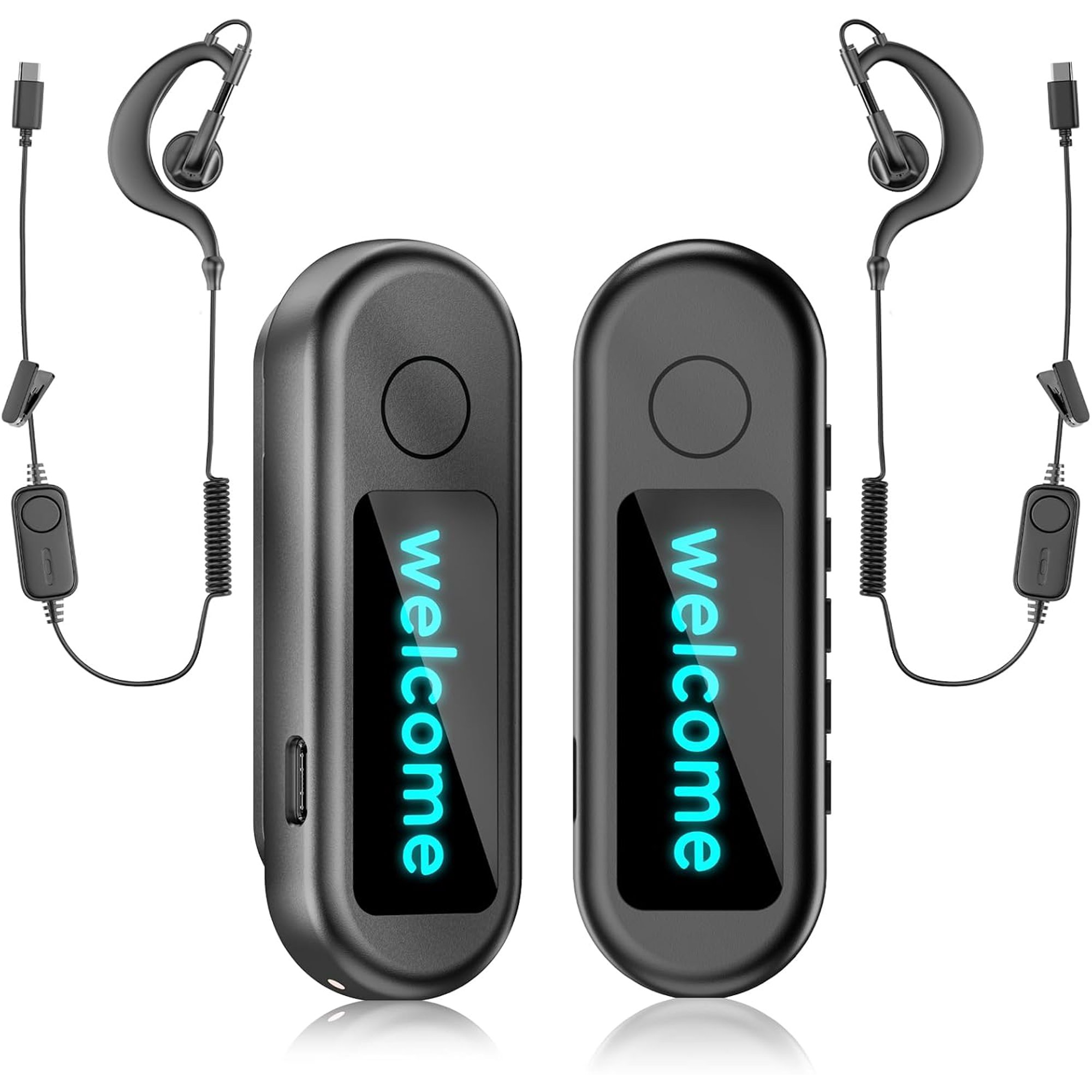 Super Mini Walkie Talkies with LED Screen Small Clip-On Two Way Radio Touch-to-Talk Walkie Talkie with Earpieces for Outdoor Restaurants Retail Stores Baseball Hospital Biking Adults 2 Pack