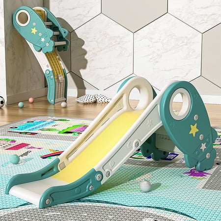 Ufurpie Toddler Slide Climber Set for Indoor Outdoor 3 Steps Freestanding Slide, Suitable Age1-5 Years Old Children,Green