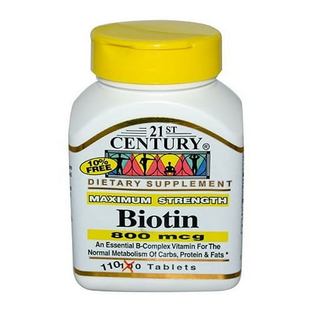 21st Century Biotin 800 Mcg Maximum Strength Tablets, 110 Ea, 3 Pack