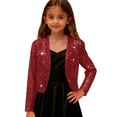 thumbnail image 4 of UQJfacai Girls Sequin Jacket Sparkly Dress Coat Open Front Cropped Cardigan Bolero Shrugs for Party Dance Dresses 4-14 Years, 4 of 9
