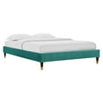 thumbnail image 2 of Modway Harlow King Performance Velvet Platform Bed Frame in Teal, 2 of 6